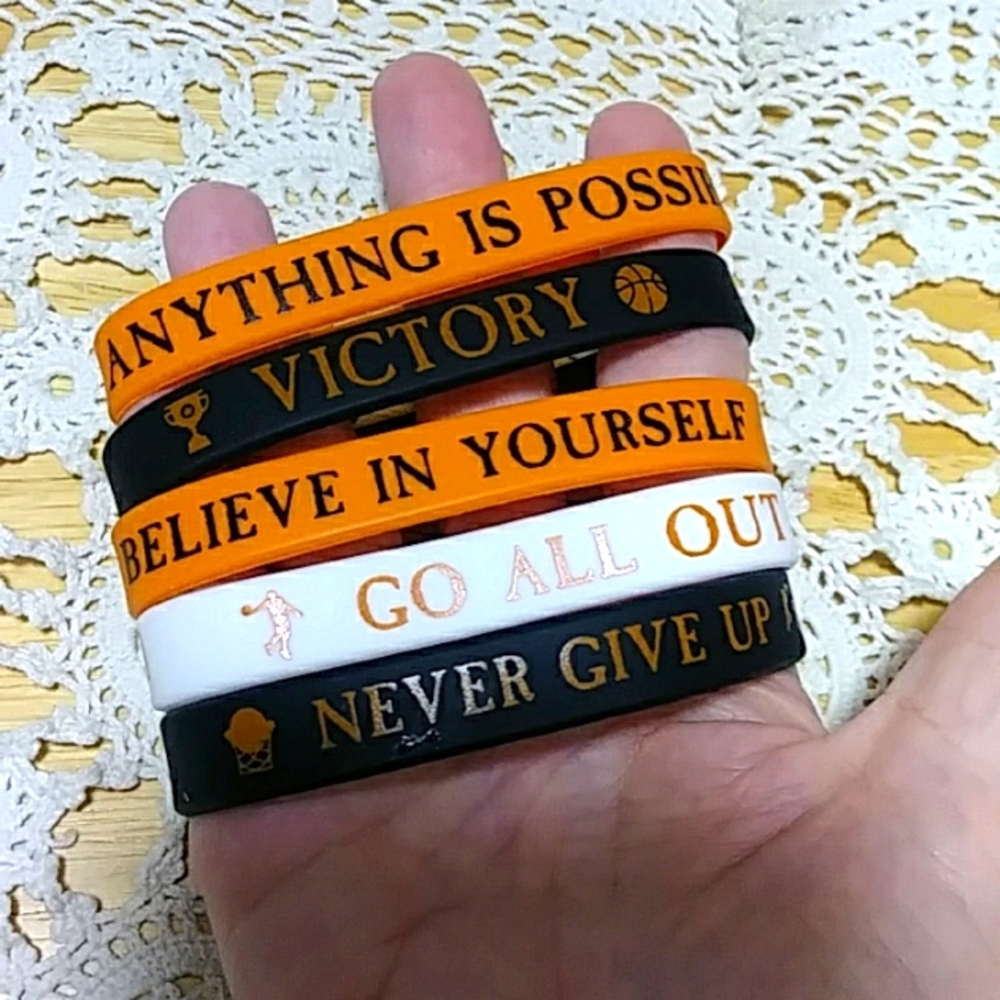 Inspirational Basketball Theme Silicone bracelets bundle, mostly unisex imagery